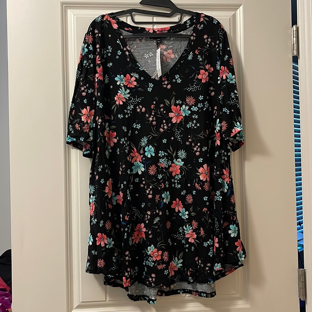 Black and floral blouse